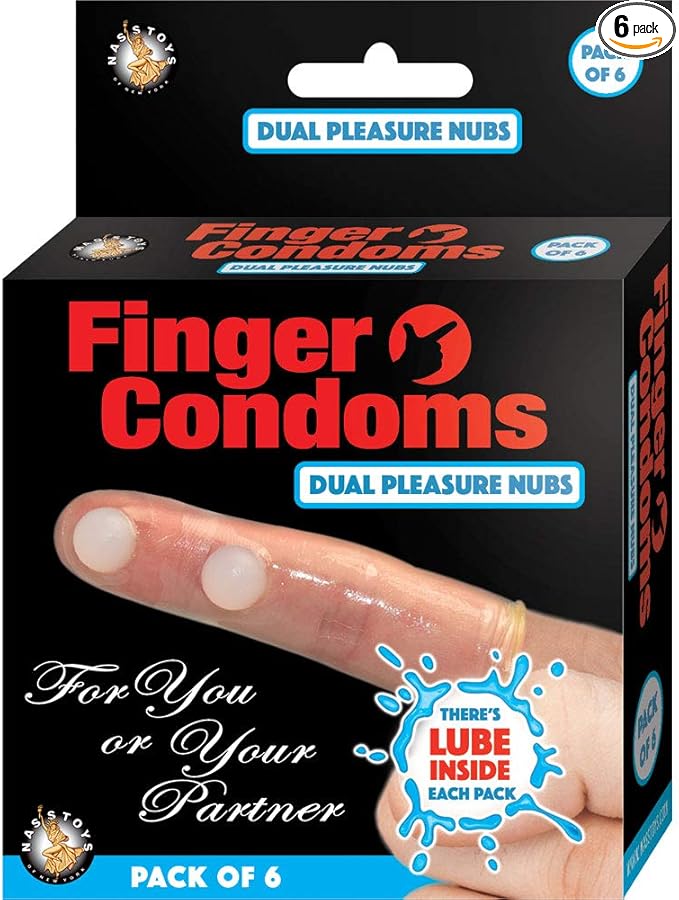 Finger Condoms with Dual Pleasure Nubs - 6 Per Box
