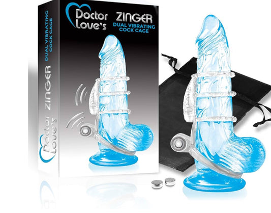 Doctor Love's SL-V2-0 Vibrating Dual Vibrating Cock Cage, Clear