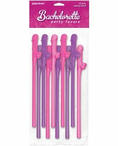 Bachelorette Party Favors Dicky Sipping Straws – Beige- Pink/Purple- Glow in the Dark -Brown