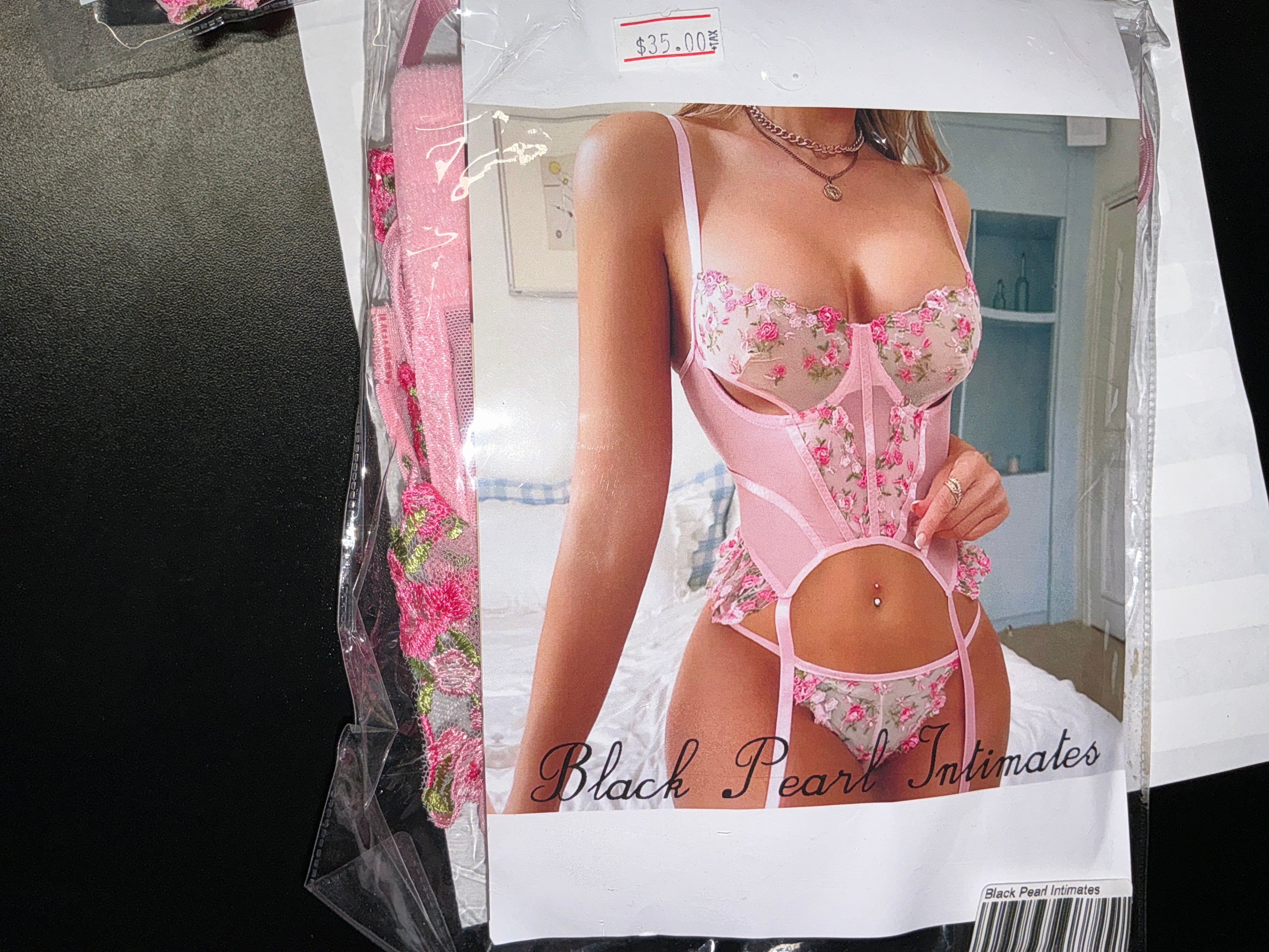 Pink floral lingerie