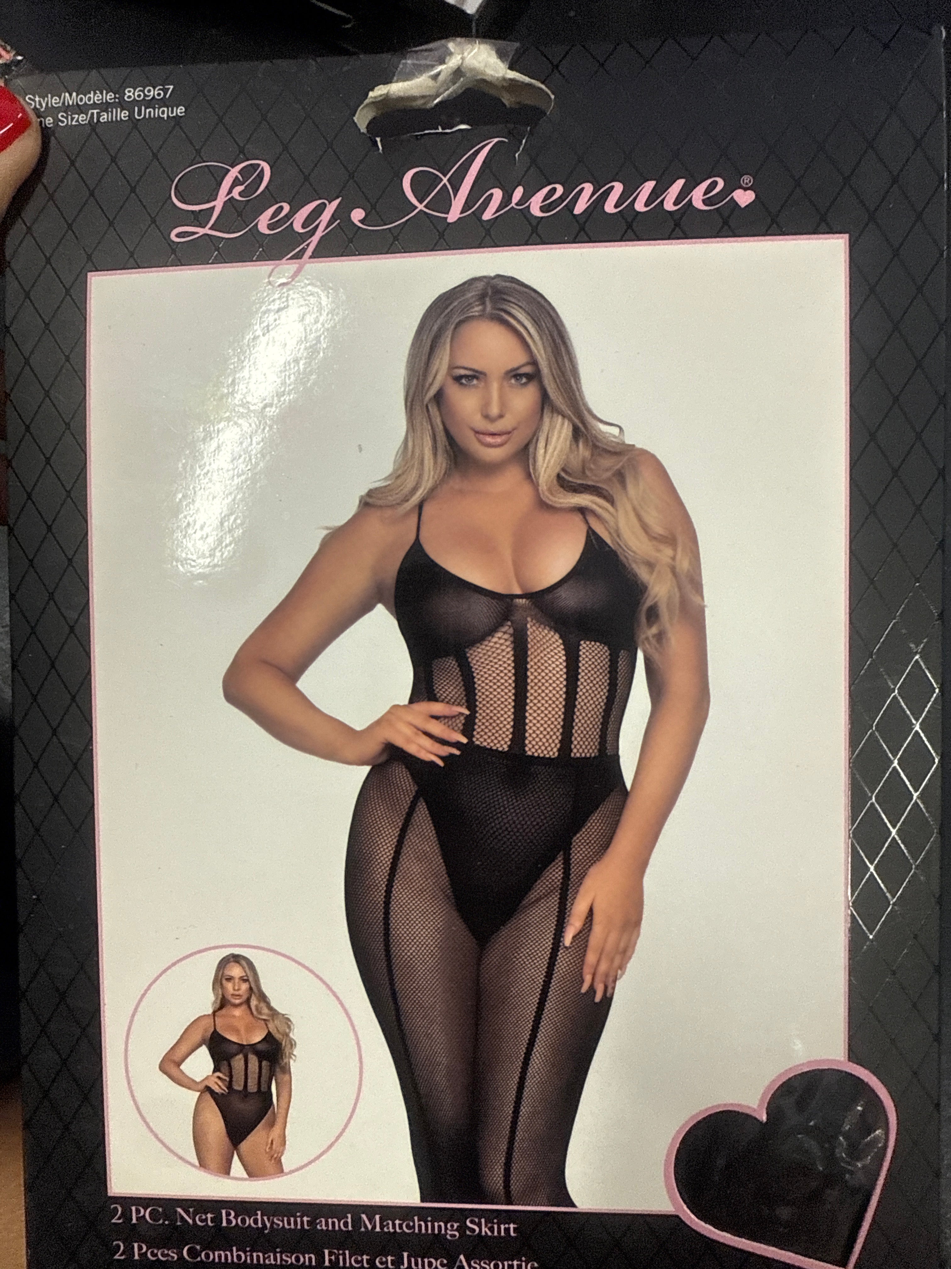 Body suit/ skirt fishnet set