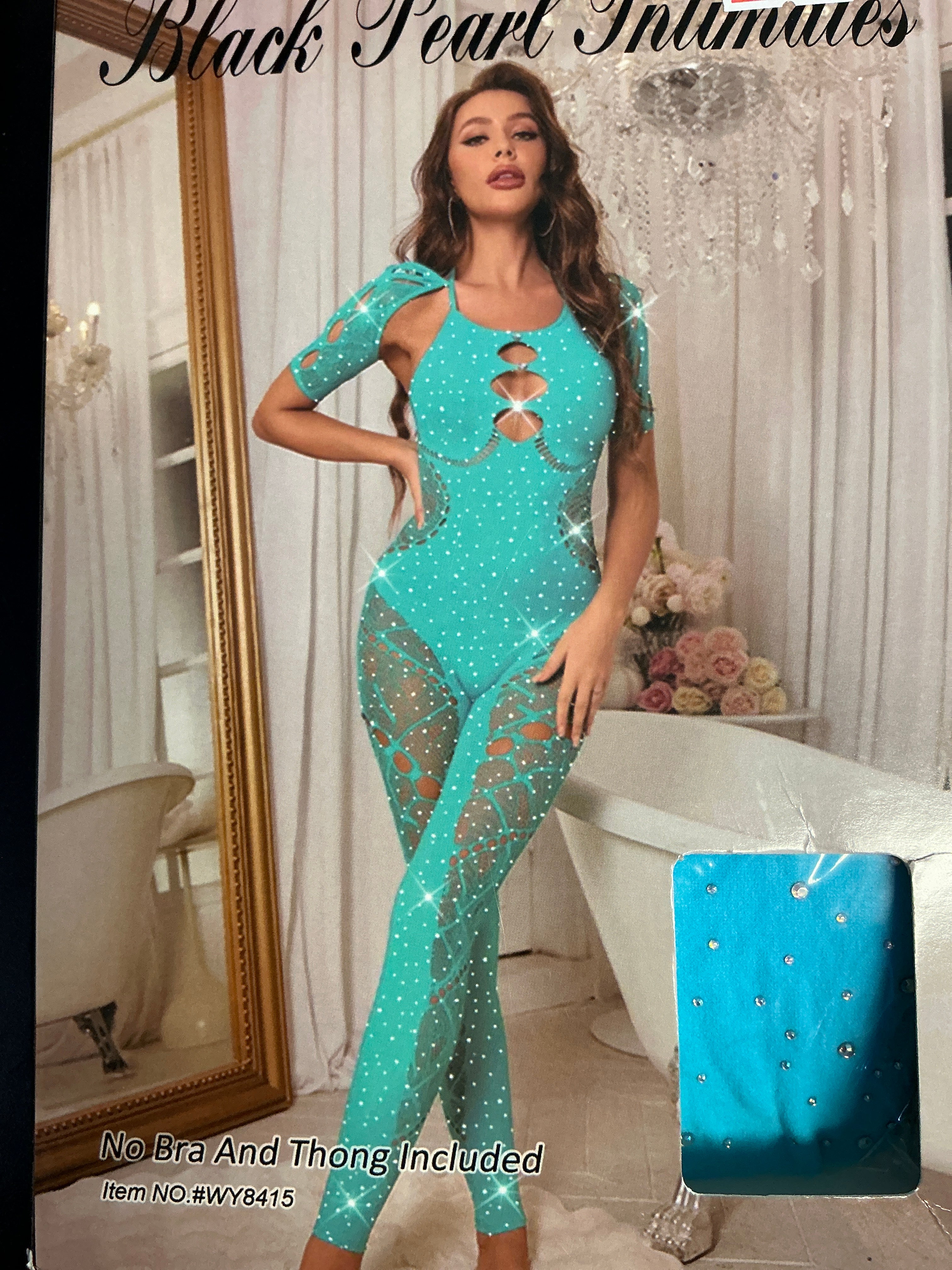 Baby Blue Lace Bling Thick Bodysuit