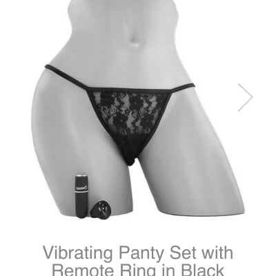 Vibrating Panty Set with Remote Ring in Black