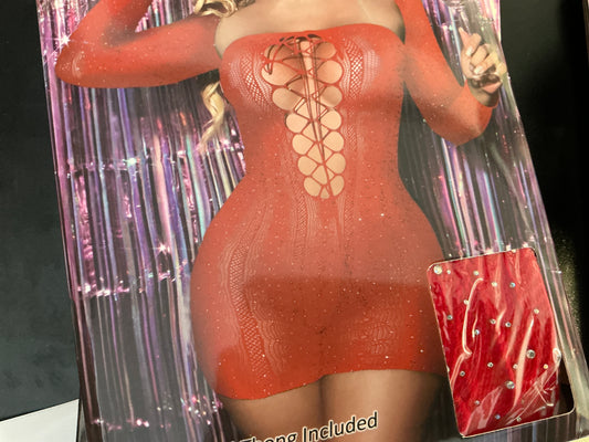 Red 2pc Bling Romper with Sleeves