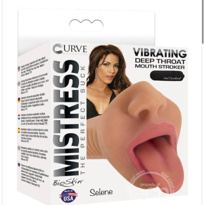 Mistress Selene BioSkin Vibrating Stroker - Mouth - Caramel