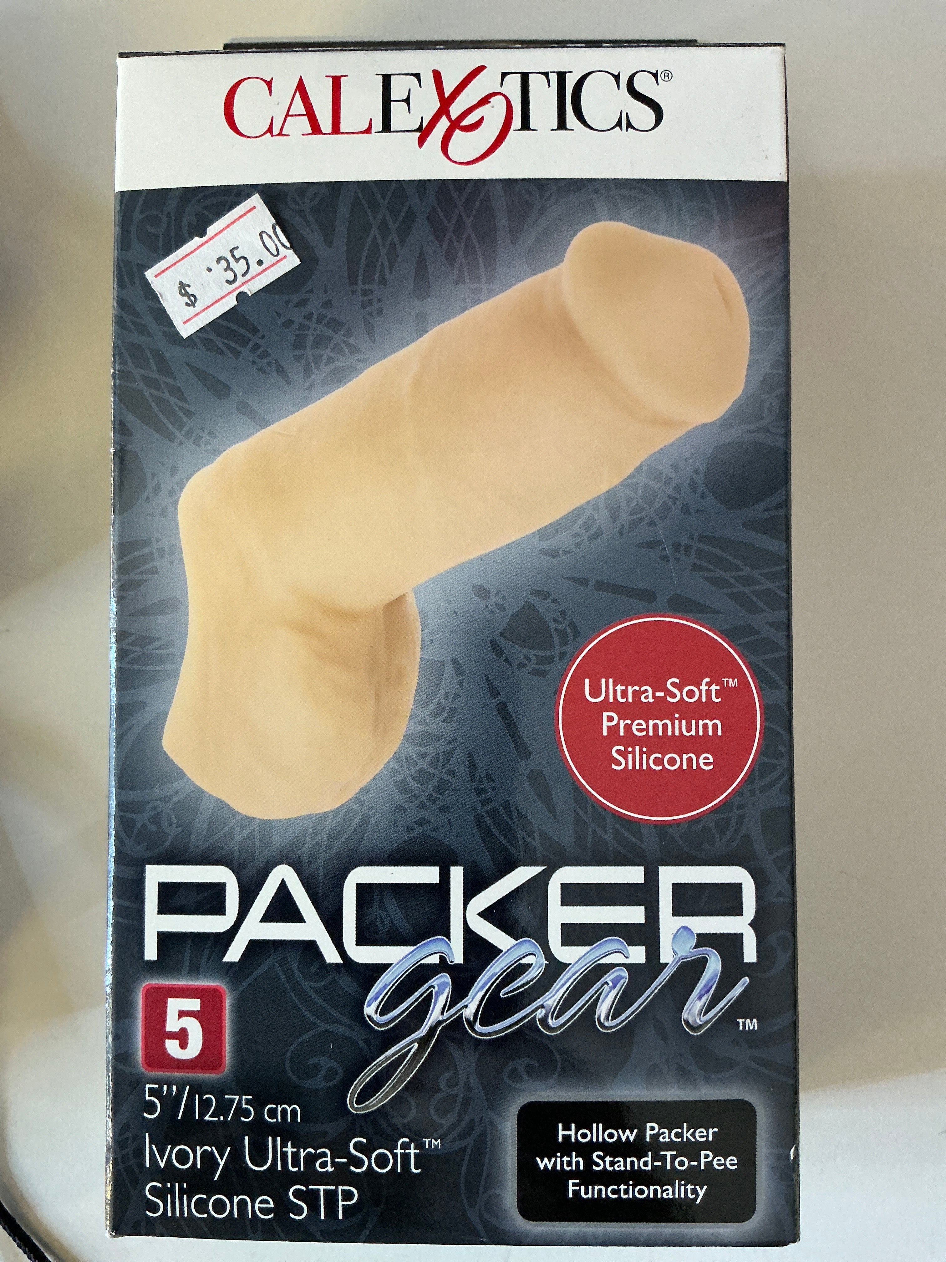 5” Ivory Ultra-Soft Silicone STP Hollow Packer With Stand To Pee
