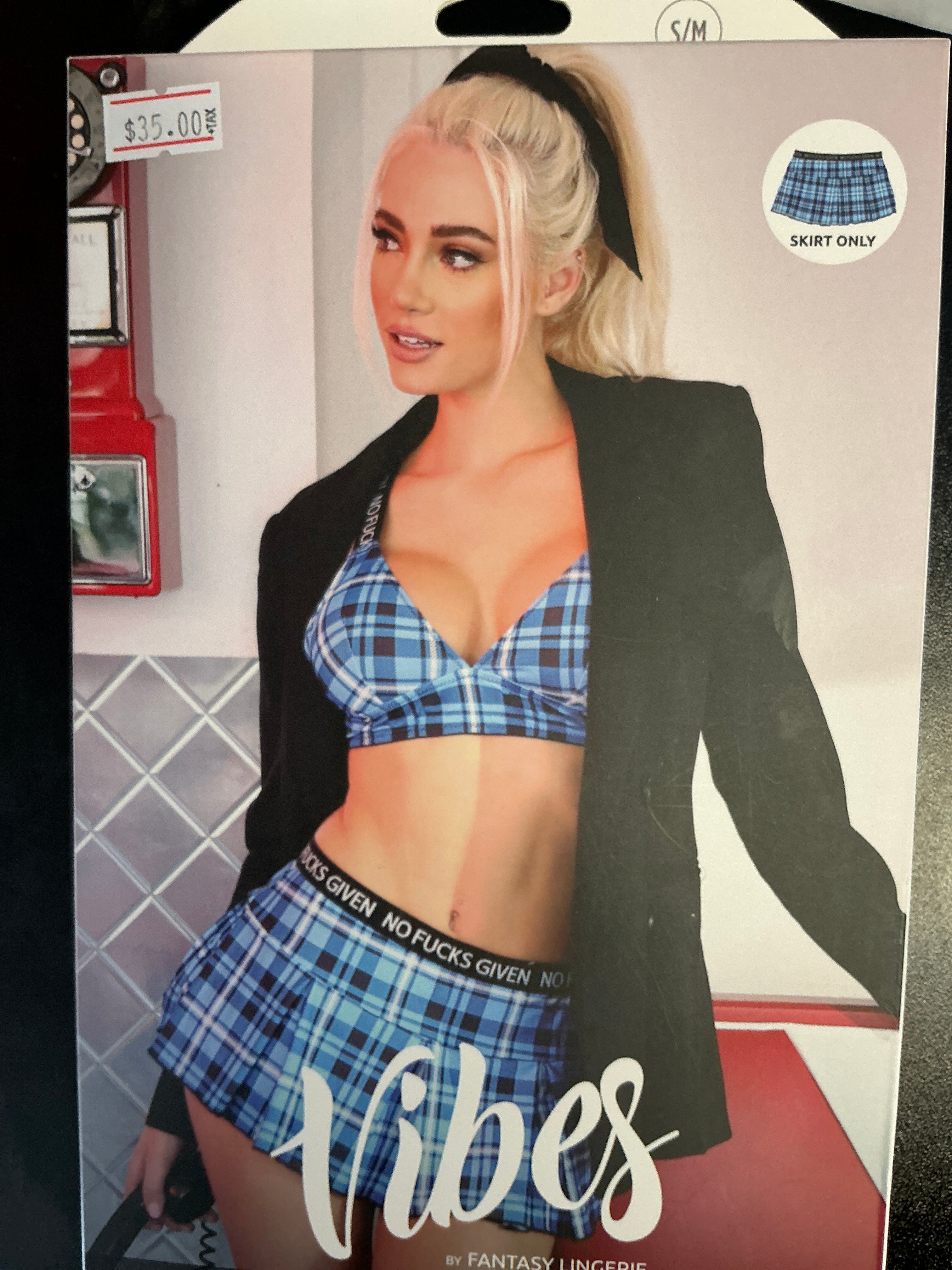 Vibes No Fucks Given Box Pleat Skirt