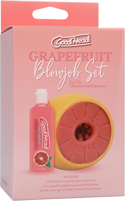 Doc Johnson GoodHead - Grapefruit Blowjob Set - for Adults Only, Yellow, Pink