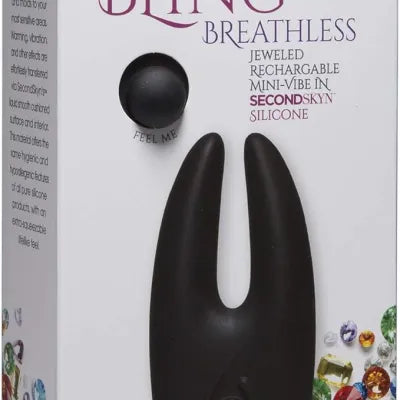 Doc Johnson Body Bling - Breathless - Jeweled 8 Function Rechargeable Mini-Vibrator in Soft and Flexible SecondSkyn Silicone - Panty Vibe - Bunny Ears, Silver