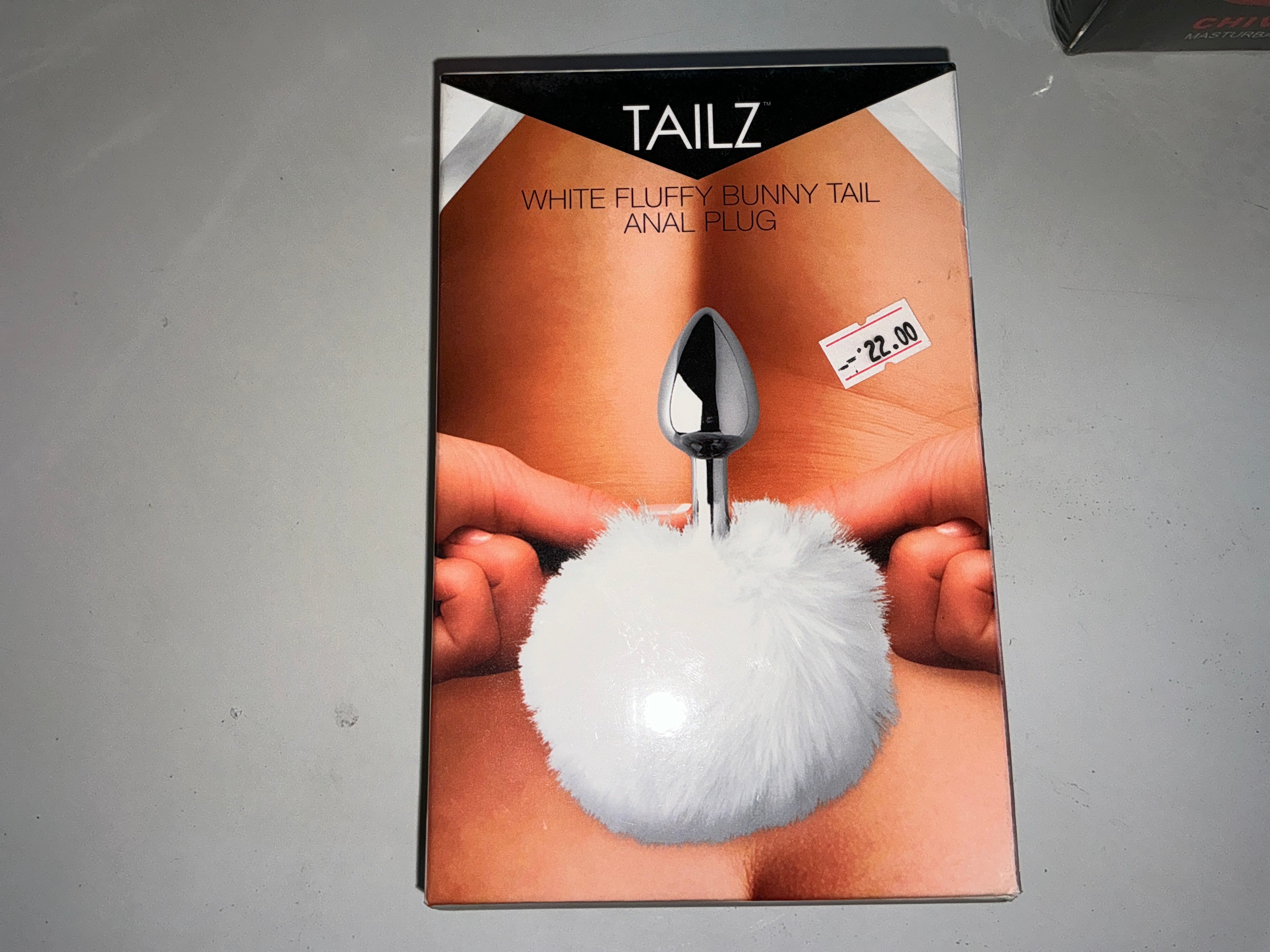 White Fluffy Bunny Tail anal plug