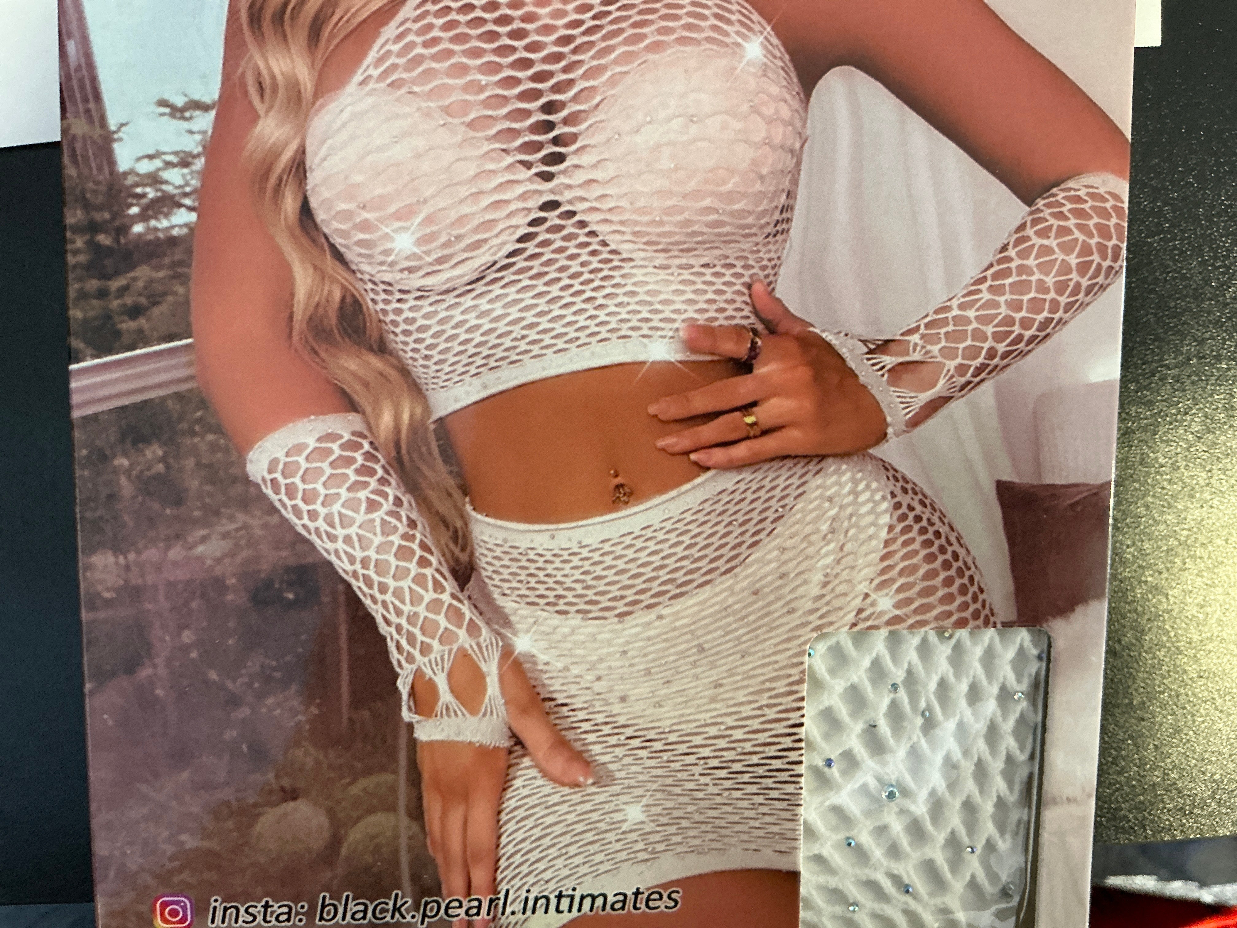 White 4pc Fishnets Bling Set