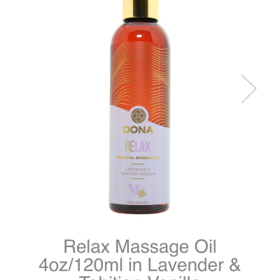 Relax Massage Oil 4oz/120ml in Lavender & Tahitian Vanilla