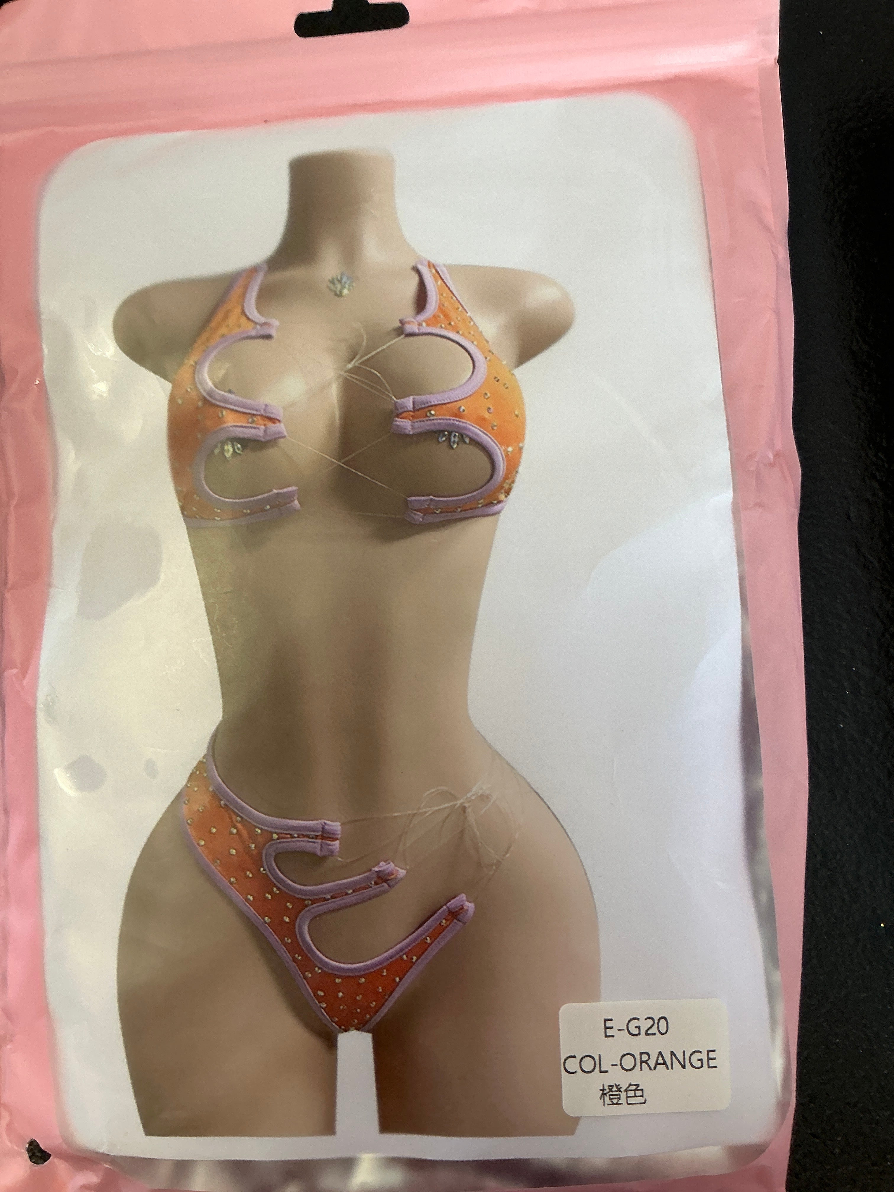 ￼Diamond clawbra & claw thong w/ clear straps