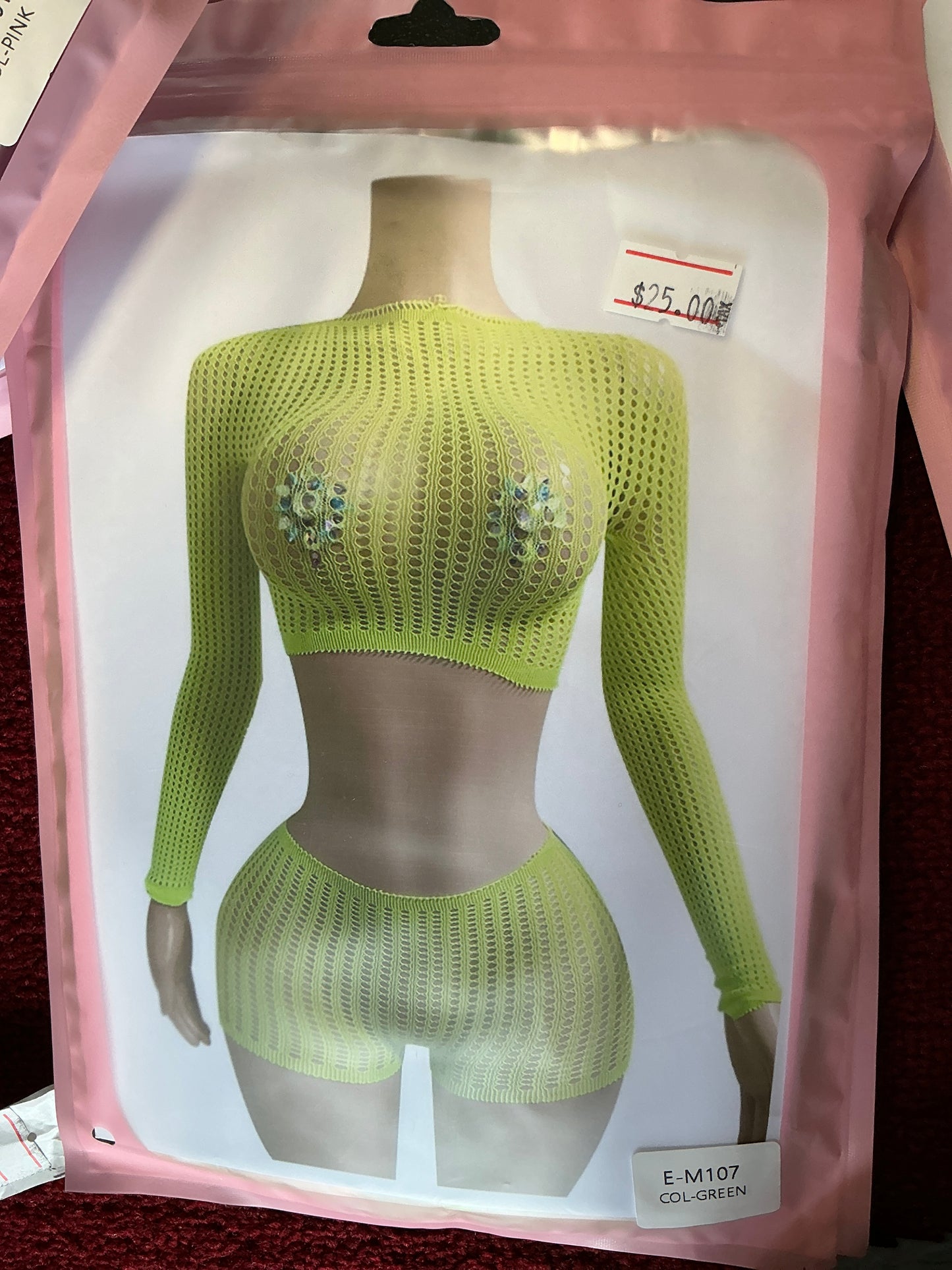 Mesh crop top and shorts