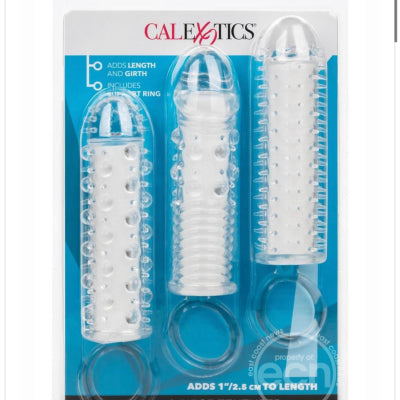 Textured Extension Set Penis Sleeves (3 piece) - Clear