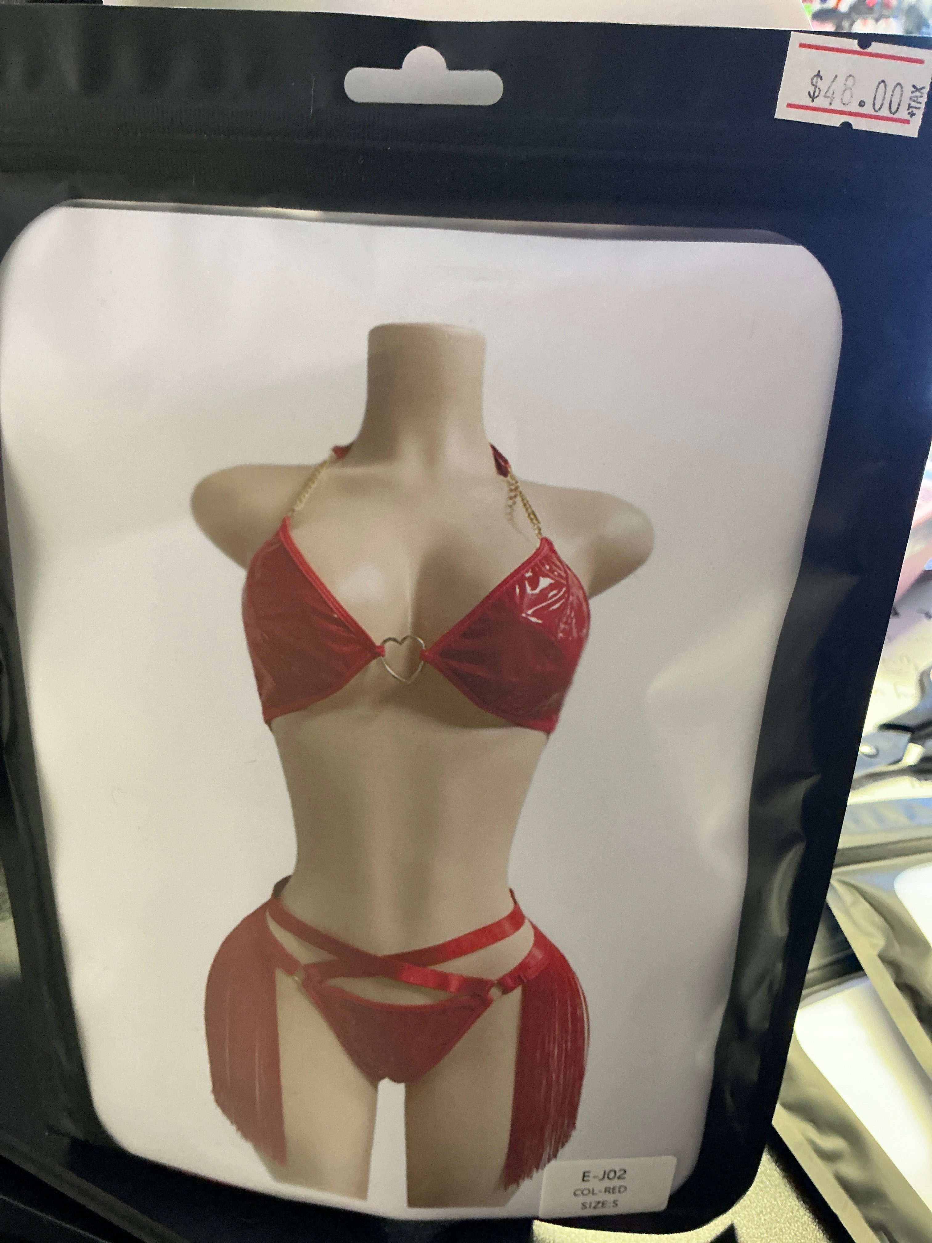 Red vinyl bikini