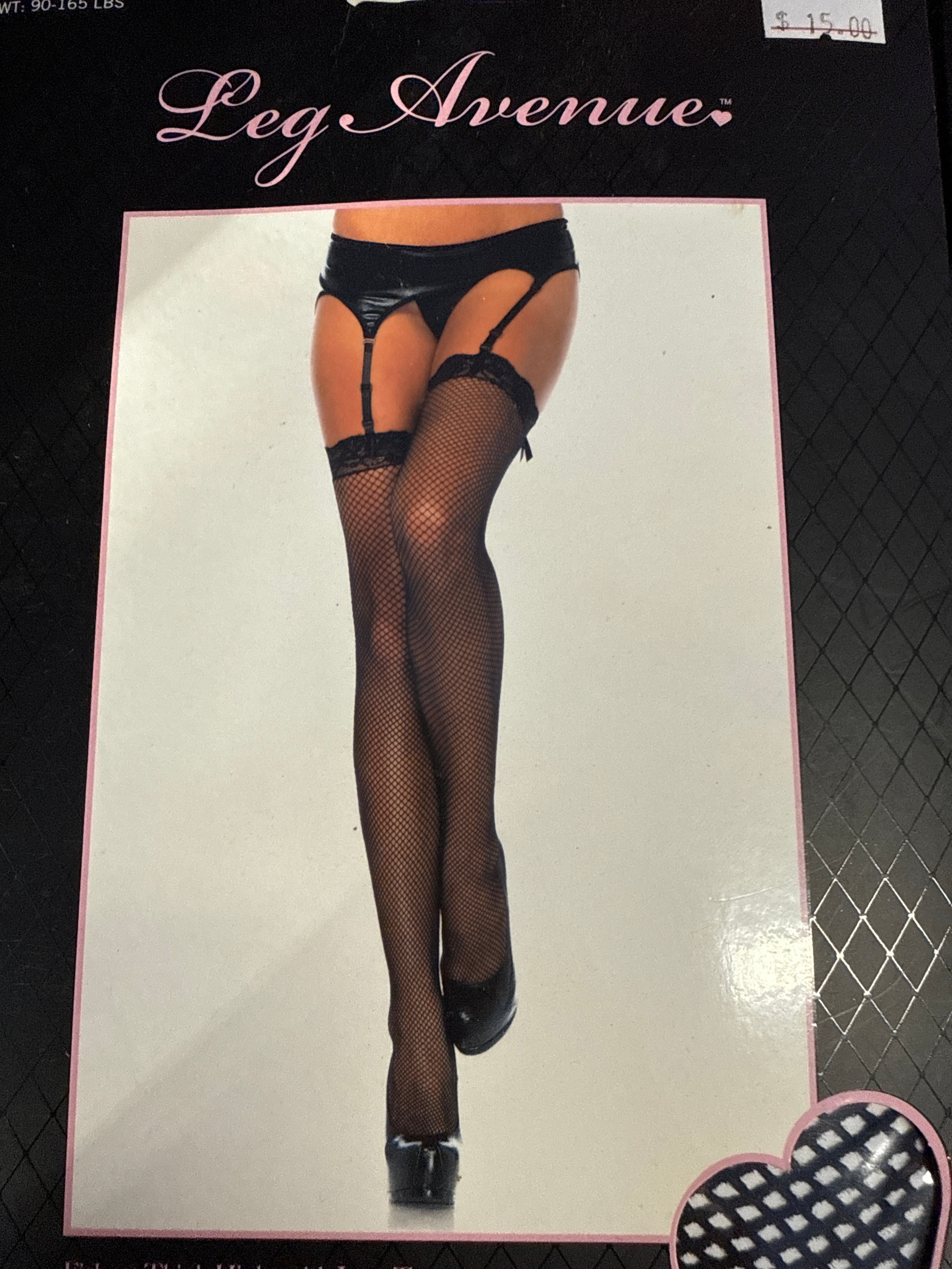 Fishnet Thigh High Stockings with a Lace Top.