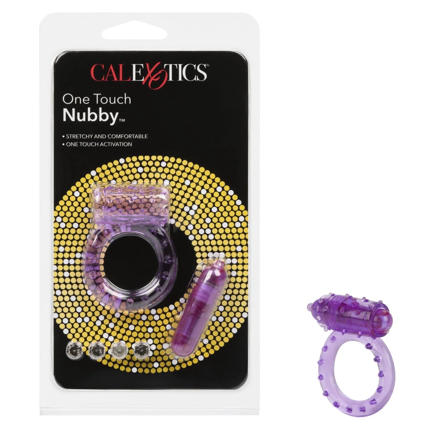 CalExotics One Touch Activated Stretchy Nubby Vibrating Erection Ring for Couples -Purple