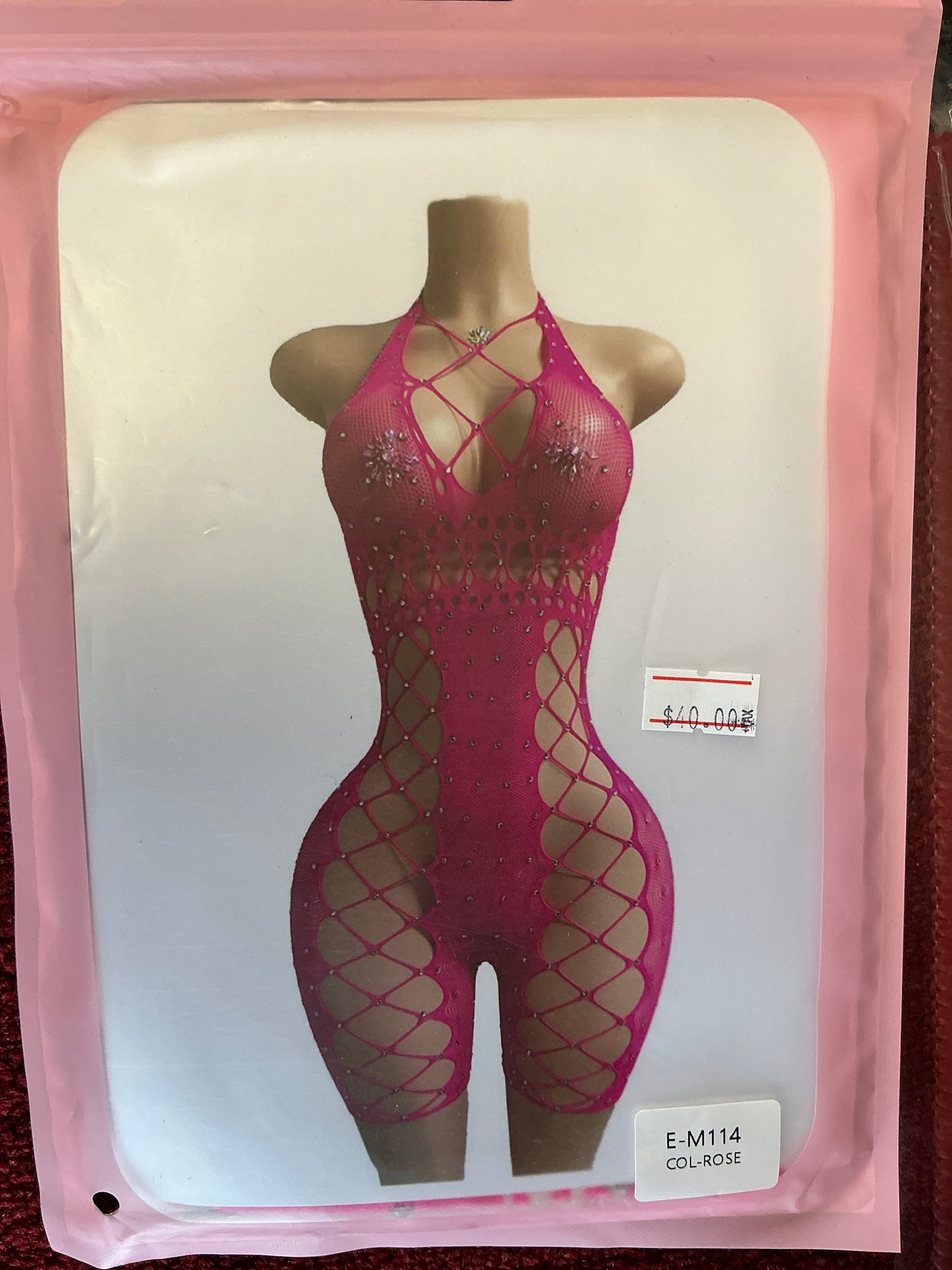 Cleared diamond fishnet, cut romper