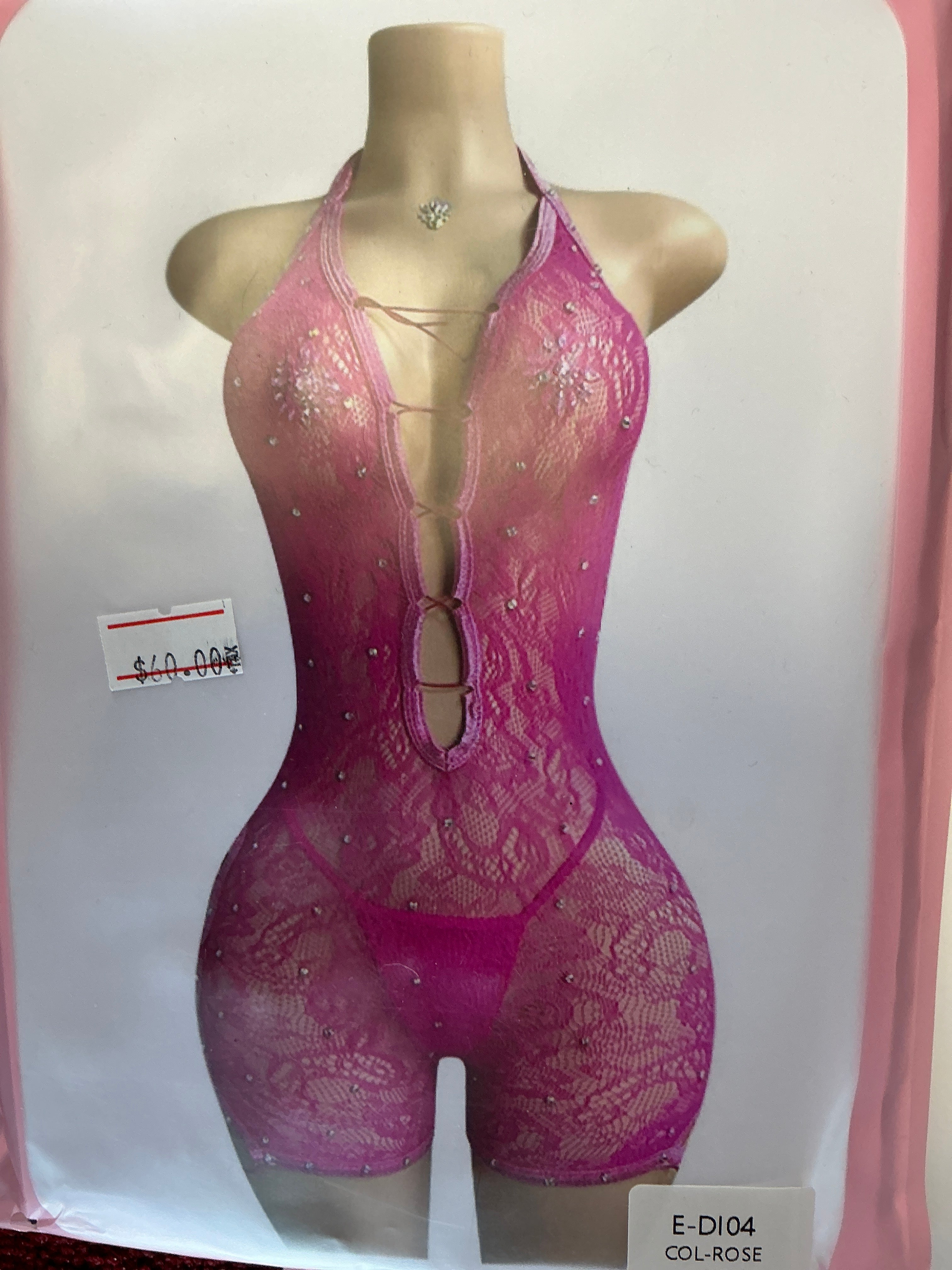 Pink lace body suit