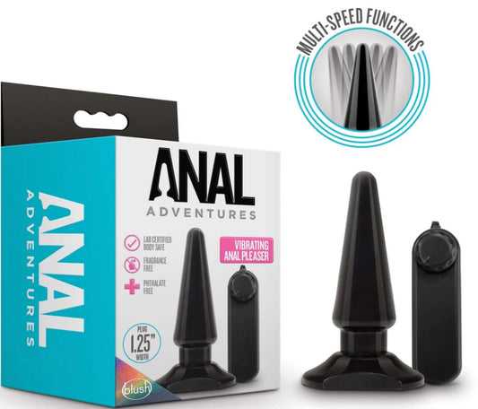 Anal Adventures By Blush® | Basic Pleaser Black 4-Inch Vibrating Anal Plug