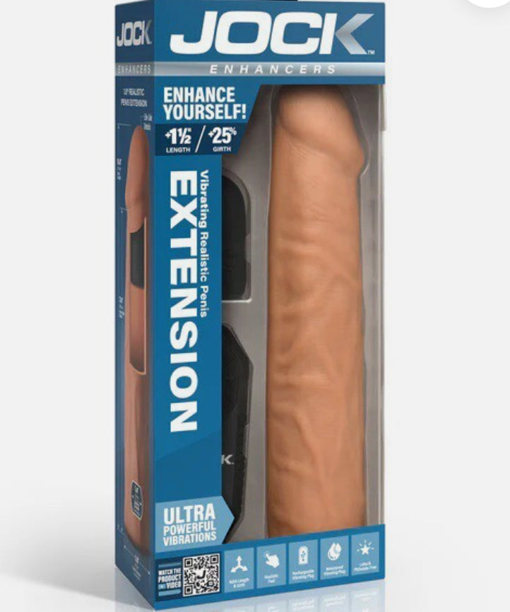 Curve Toys Jock Enhancers Vibrating Realistic Penis Extension w Remote Medium