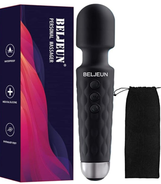 Upgraded Personal Wand Massager with 8 Speeds 20 Vibration Modes USB Rechargeable Handheld Magic Cordless Waterproof Portable Powerful Massager for Back Neck Shoulder Body in pink