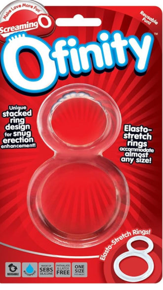 Screaming O Ofinity Cock Ring, Clear - Double Cock Ring - Penis Ring, Stretchy, Comfortable Pleasure Ring - Couple Sex Toys, Dick Ring for Mutual Pleasure