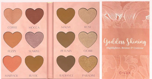 Goddess Shining 12 Color Highlighter, Bronze, & Contour Palette
