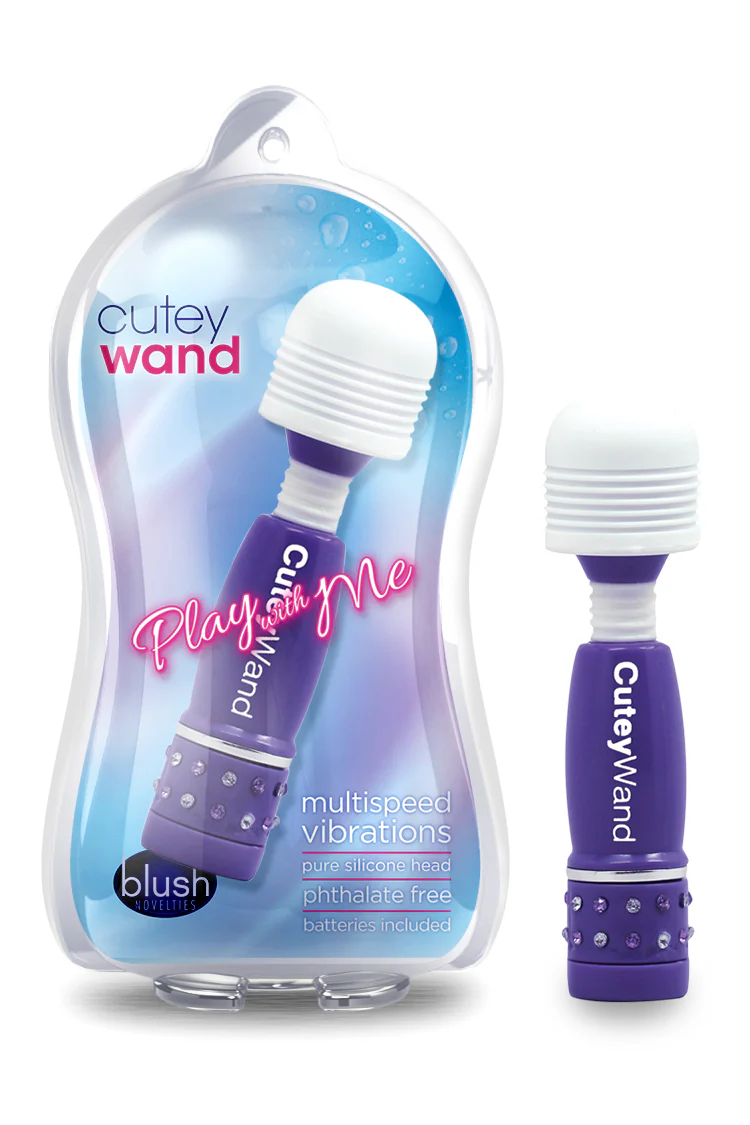 Cutey Wand  Play With Me By Blush Purple Vibrating Mini Massage Wand |