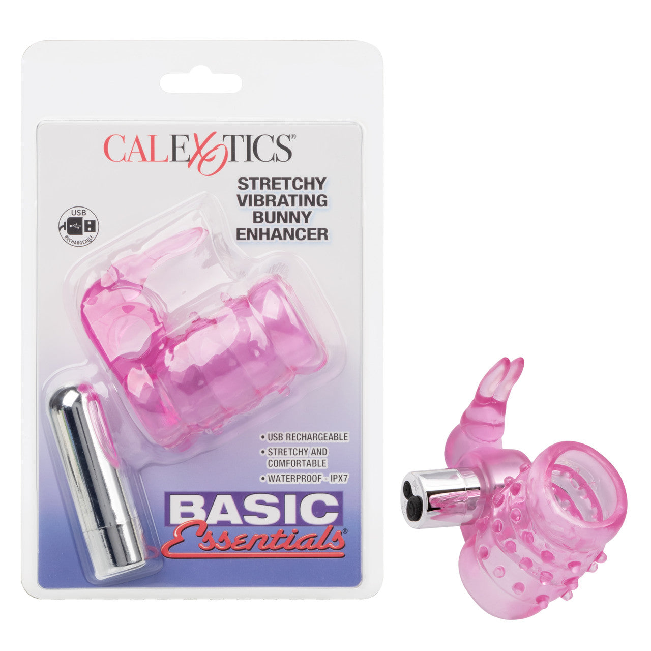 Basic Essentials Stretchy Vibrating Bunny Enhancer