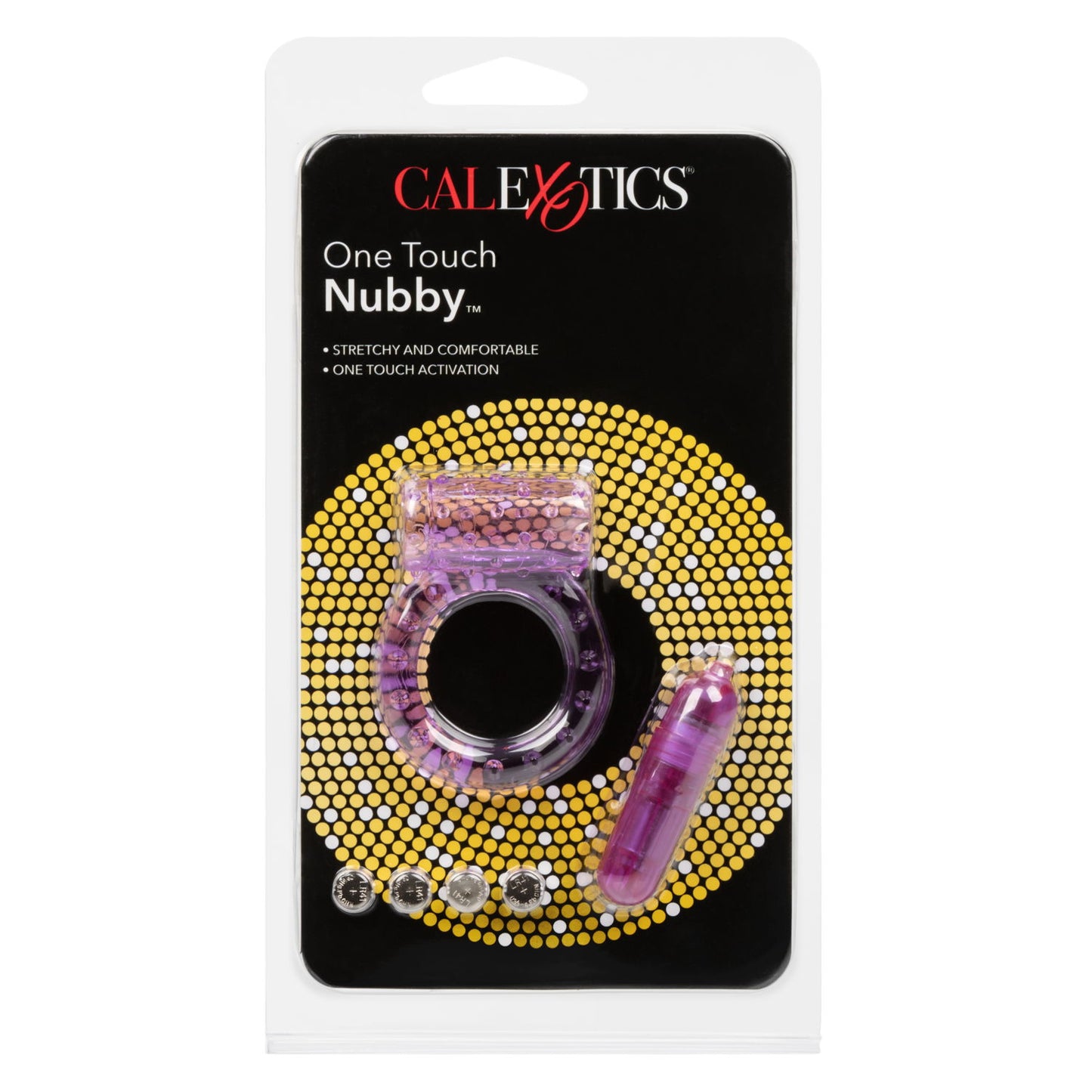 CalExotics One Touch Activated Stretchy Nubby Vibrating Erection Ring for Couples -Purple