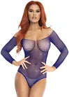 Style FAB-19421 Lingerie Fishnet Bodysuit with Rhinestone Red