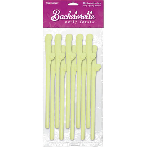 Bachelorette Party Favors Dicky Sipping Straws – Beige- Pink/Purple- Glow in the Dark -Brown