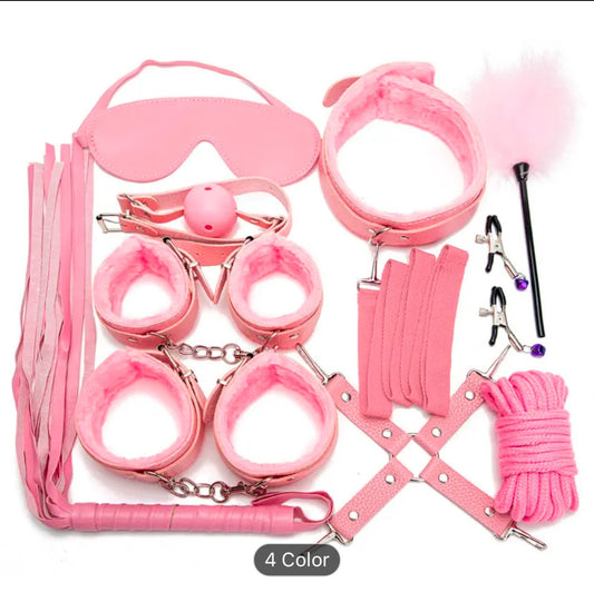 Bondage Belt Set - Pink - Red